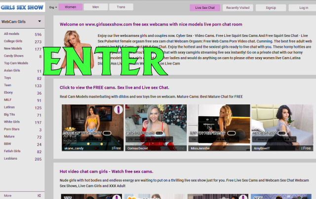 Main entrance to Girlssexshow.com erotic chat show.